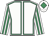 White, emerald green seams, striped sleeves and diamond on cap