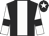 Black, white stripe, white sleeves, black armlets, black cap, white star