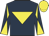 Dark blue, yellow inverted triangle,dark blue sleeves, yellow diablo, yellow cap