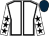 WHITE, BLACK seams, WHITE sleeves, BLACK stars, DARK BLUE cap