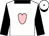 White, pink heart, black collar,  black sleeves, pink hoop, white cap,black button & visor
