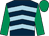 DARK BLUE & LIGHT BLUE CHEVRONS, emerald green sleeves & cap