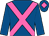 royal blue, hot pink cross belts, hot pink diamond on cap
