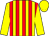 Yellow, red stripes, yellow sleeves, yellow cap