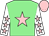 Light green, pink star, white sleeves, pink stars, pink cap