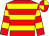 red and yellow hoops, quartered cap