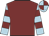 Maroon, light blue and maroon hooped sleeves, quartered cap