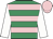 Emerald green, pink hoops, white sleeves, pink cap
