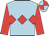 Light blue, red triple diamond and sleeves, quartered cap