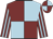 Maroon and light blue (quartered), striped sleeves