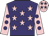Purple, pink stars, pink sleeves, purple spots, pink cap, purple stars
