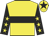 Yellow, black hoop, black sleeves, yellow stars, yellow cap, black star