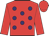 Red, purple spots, red sleeves and cap