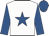 White, royal blue star, sleeves and cap