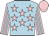Light blue, pink stars, pink and light blue striped sleeves, pink cap