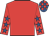 Red, royal blue stars on sleeves, royal blue and red check cap