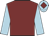 Maroon body, soft blue arms, soft blue cap, maroon diamond