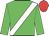 Lime green, white sash, red cap