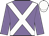 Mauve body, white cross sashes, mauve arms, white cap