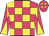 Rose body, yellow checked, rose arms, yellow diabolo, rose cap, yellow spots