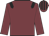 Garnet body, black epaulettes, garnet arms, garnet cap, black striped