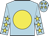 light blue, yellow disc, yellow stars on sleeves and cap