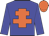 Big-blue body, orange cross of lorraine, big-blue arms, orange cap