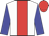 white, red stripe, blue sleeves, red cap