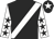Black, white sash, white sleeves, black stars, black cap, white star