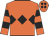 Orange, black triple diamond, hooped sleeves, orange cap, black spots