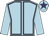 Light blue, dark blue seams, light blue sleeves, light blue cap, purple star