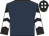 Dark blue, black sleeves, white chevrons, black cap, white spots
