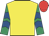 Yellow, emerald green sleeves, royal blue chevrons, red cap