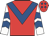 Red, royal blue chevron, white sleeves, royal blue chevrons, red cap, royal blue diamonds