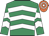 Emerald green & white chevrons, orange & white hooped cap