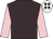 Brown, pink sleeves, white cap, brown spots