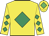 Yellow, emerald green diamond & diamonds on sleeves,yellow cap,emGreen diamond