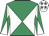 White & emerald green diabolo, white cap, emerald green stars