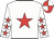 White, red star, red stars on sleeves, quartered cap