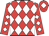 red and white diamonds, red cap, white diamond