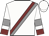 white, maroon and grey sash, grey armbands, maroon cuffs