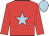 red, light blue star, light blue cap