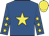 Royal blue, yellow star, yellow stars on sleeves, yellow cap