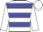 white, blue hoops, white sleeves, white cap
