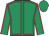 Emerald green, red seams