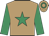 light brown, emerald green star, emerald green sleeves, light brown cap, emerald green hoop