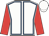 White, royal blue seams, red sleeves, white cap