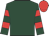 Dark green, red hooped sleeves, red cap
