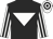 Black, white inverted triangle, white and black striped sleeves, hooped cap