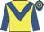 Yellow, royal blue chevron and sleeves, royal blue and yellow hooped cap